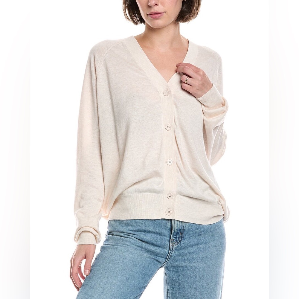 7‎ FOR ALL MANKIND CLASSIC V-NECK LINEN-BLEND CARDIGAN